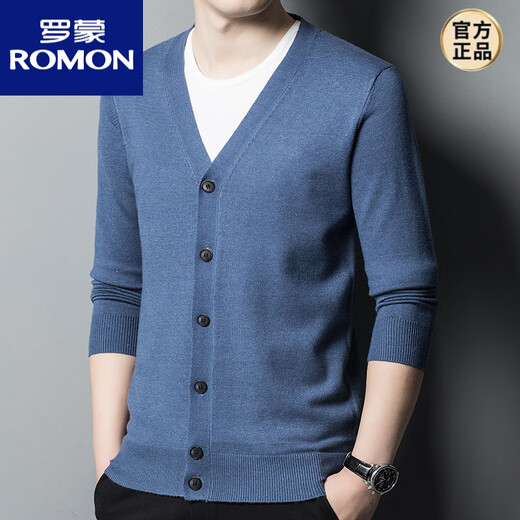 罗蒙（ROMON）羊毛针织衫男开衫外套2024年新款韩版商务休闲秋款男士外穿毛衣 黑色 L 170