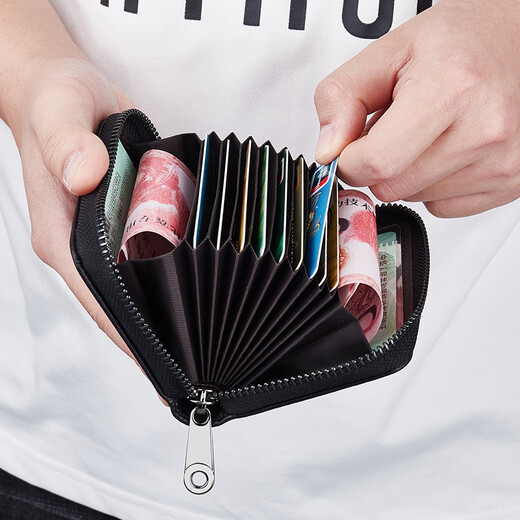 FXS EURENTE Lederkartenbeutel für Männer Anti-Diebstahl-Pinsel Multifunktionaler Kopfschicht Cowide Multi-Card-Visitenkartenhalter für Frauenbankkarten-Münz-Brieftaschen-Lizenzzertifikat Zertifikat Beutel Fenster Stil Brown