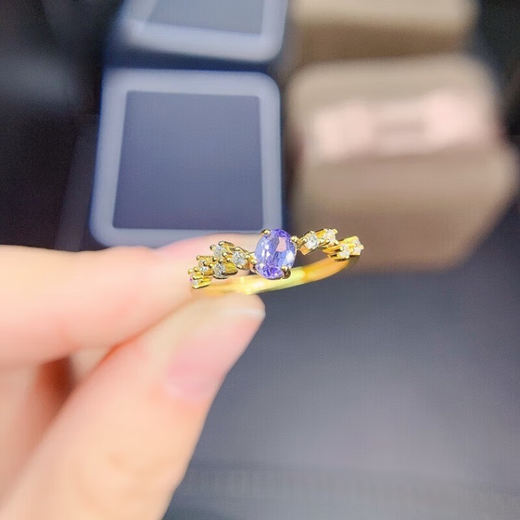 Muchin small fresh tanzanite ring 4*5 open ring fresh 925520 Valentine's Day gift for girlfriend female ring
