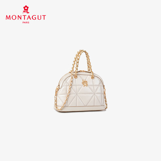 梦特娇（MONTAGUT）女包冬季新款链条包手提小包贝壳包羊皮轻奢单肩斜挎包 椰奶白