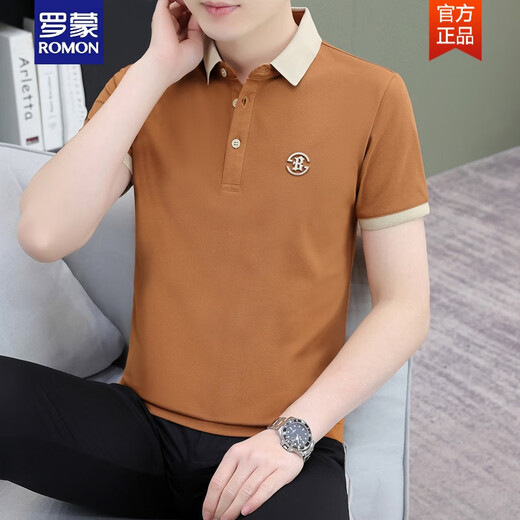 罗蒙（ROMON）2025夏季新款珠地棉时尚冰丝潮牌翻领POLO.衫男士短袖t恤上衣 723#白色 2XL (建议140-155斤)
