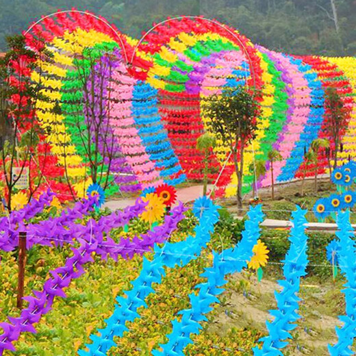 Yingrong Windmill Outdoor Dekoration Sport trifft Kindergärtnerin Kinder handgefertigtes Windmühlenspielzeug hängen Salon Vierblatt 7cm100 mit Stangen Siehe Hauptbild