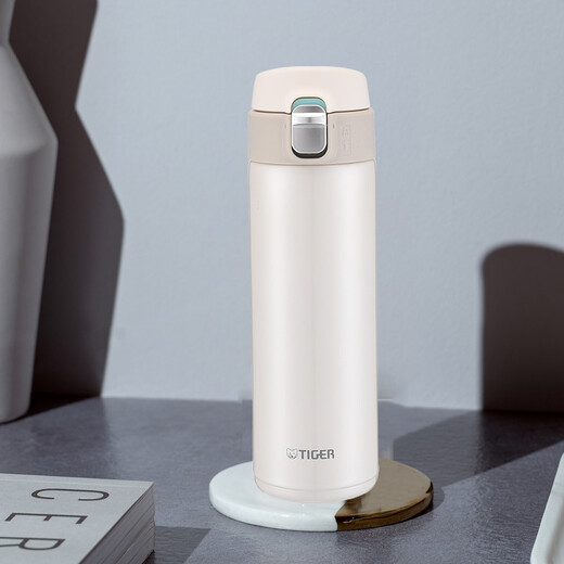 TIGER thermal and cold cup, one-click open lid, stainless steel water cup MMJ-A48C-WM cream ice cream 480ml