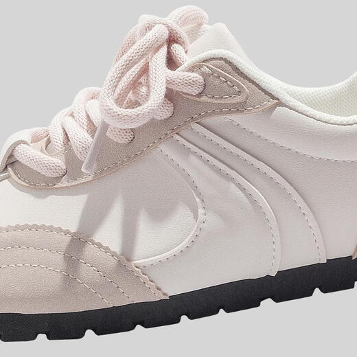 Beier Puff weiße Schuhe für Frauen im Herbst Neue 2024 Schuhe mit vielseitigem Nischen flach alleinige Deutsche Trainingschuhe B3519 Beige 35
