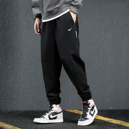 Nike (NIKE) pants men's sweatpants casual cuffed pants long pants sports pants men's running pants 6366 CK6366-010 terry cotton loose and breathable XL150-180Jin Jin equals 0.5 kg