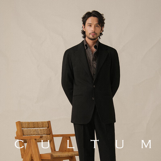 CULTUM high weight double brushed autumn Italian Naples suit men's business casual formal two-piece suit dark gray single suit 5XL (56B)