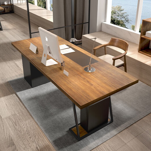 OSTRADAN solid wood boss desk manager desk modern log light luxury class desk with cabinet desk desktop computer table 160*80*75*4.5cm (package included)