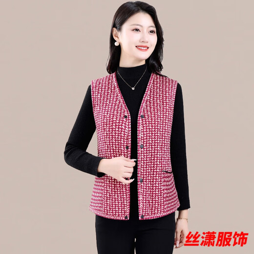 丝潇秋冬马甲新款中老年驼绒保暖轻柔女士坎肩外穿碎花妈妈宽松棉马甲 WY-6629/款1号色 建议120-140斤 4XL