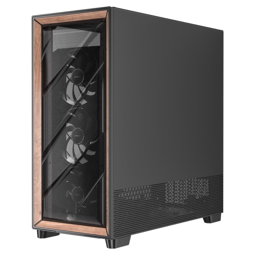 Antec FLUX PRO computer main case/walnut appearance//FLUX air duct patent/dual temperature control display/equipped with 6 fans/side-mounted power supply/glass