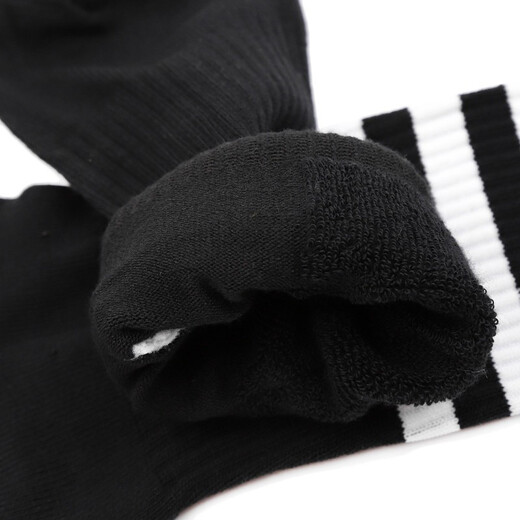 Adidas (adidas) men's and women's socks for spring and summer new style running fitness training wear-resistant breathable black and white three-bar medium-long tube sports socks FH6629/single and double high tube towel bottom S/35-38 sizes