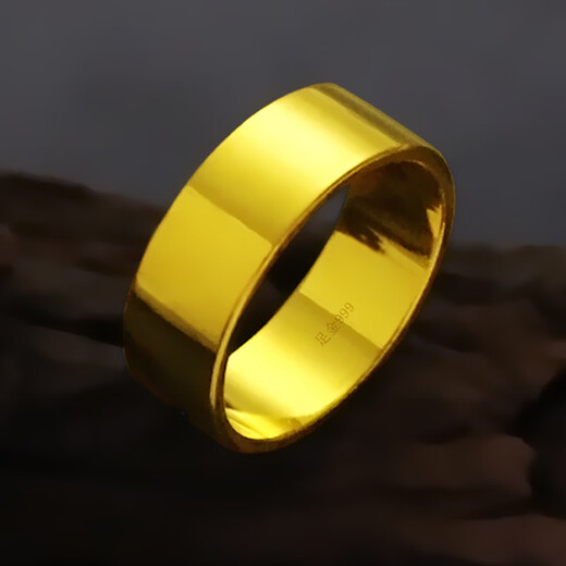 Craftsman gold ring for men and women pure gold 999 glossy surface solid closed mouth atmospheric aperture plain circle retro domineering gift giving face width 5mm 6g, return and replenish according to the actual gold