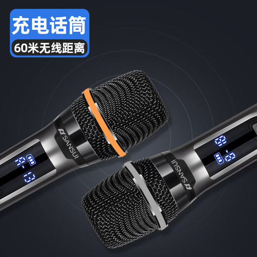 SANSUI A15-66 15-inch square dance speaker, high-power outdoor speaker, mobile portable Bluetooth drawbar speaker, karaoke all-in-one guitar stage performance karaoke speaker, flagship version (drawbar speaker + 2 microphones)