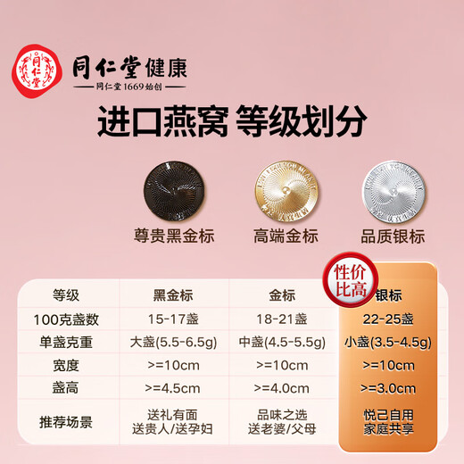 同仁堂北京同仁堂 干燕窝礼盒【密盏银标50g】燕窝干盏 溯源 七夕节礼物