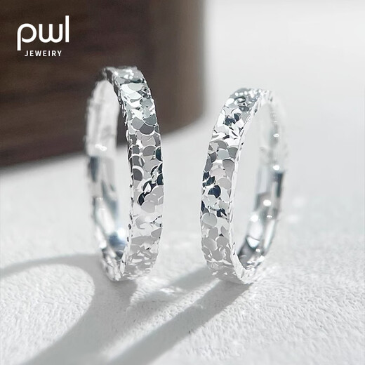 PWL Pure Silver 999 Crushed Ice Ring for Men and Women, Light Luxurious Design, Adjustable Couple Ring for Girlfriend’s Birthday Gift, Crushed Ice Ring for Women, 999 Pure Silver