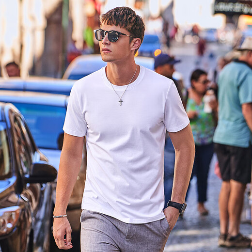 Mr. Bu bu Xinjiang Langtiefe Baumwollkurzarm-T-Shirt-T-Shirt-Pure-Baumwoll-Paar Xiaobai T Frühlings- und Sommer-Basis-Hemd Festkleidung Erz Limette l (175)