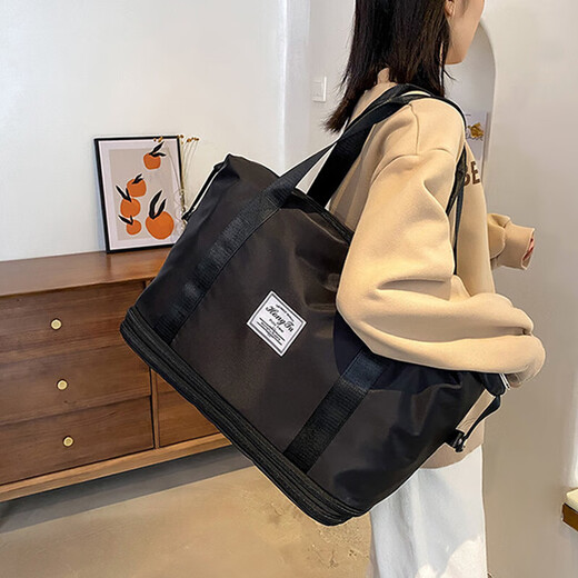 Landcase travel bag women's handbag sports fitness swimming backpack expansion short trip luggage bag 5102 black