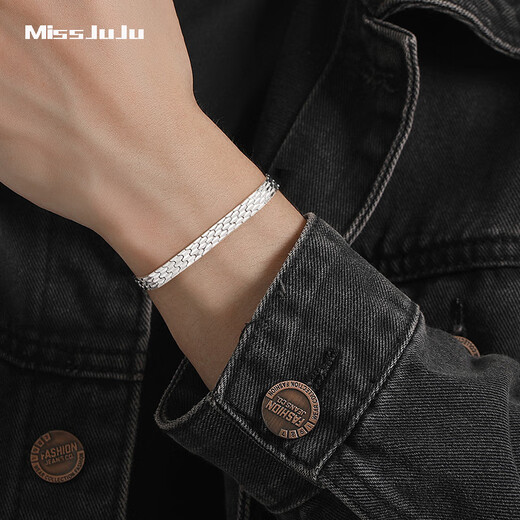 Miss JuJu platinum bracelet for men, fashionable pt950 platinum snake pattern chain, trendy men's wide face, thick and versatile bracelet, weight 14.59 grams, length 18cm, thickness 5.4mm