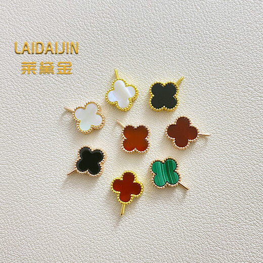 Lai Dai gold 18K gold four-leaf clover pendant au750 color gold rose gold gold pendant clavicle chain birthday gift for girlfriend 18K gold rose gold (single pendant) 10mm red agate