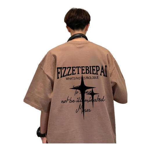 Zhiwei American Pure Cotton Cotton Forted Fot в летнем новом стиле Негабаритный размер с тяжелой футболкой Модная одежда с половиной рукава для мужчин T686 темно-серый M [Рекомендуется 90-120JIN [Джин равняется 0,5 кг]]]
