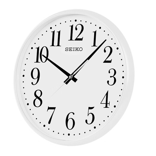 Seiko Japanische Seiko Uhr 13-Zoll-Scan Sekunden Einfache moderne japanische Schlafzimmer Wohnzimmer Büro Hotel Quarz Walluhr Hellweiß QXA728W