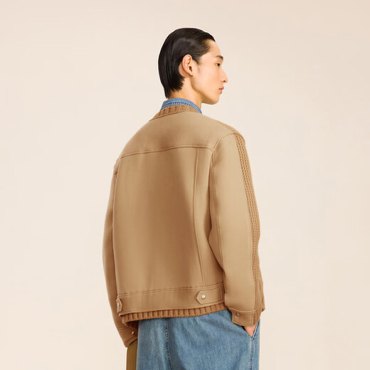 Sketch Men's Autumn and Winter New Loose Casual Cardigan Sweater Long Sleeve Retro Splicing Design Fashion Trend Jacket 254 Paper Brown M