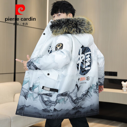 皮尔卡丹（pierre cardin）冬季男士风衣中长款加绒加厚连帽夹克潮流休闲帅气高级感棉衣外套 卡其色 M 90-110斤