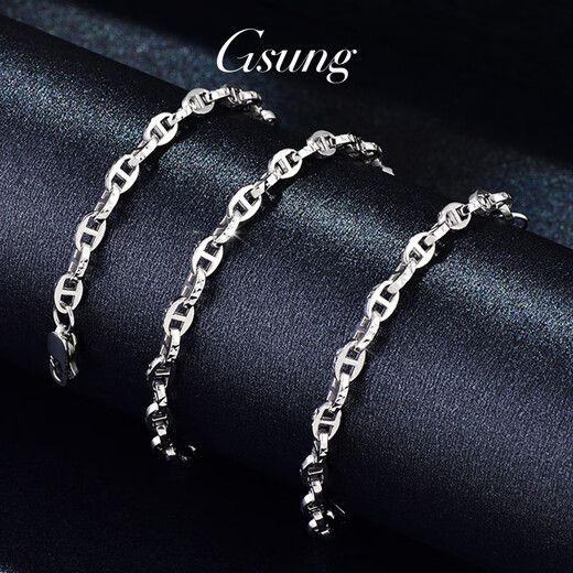 GsunG platinum necklace men's PT950 new style pig nose necklace fashionable shiny platinum women's necklace 8-character chain priced by gram contact before bidding