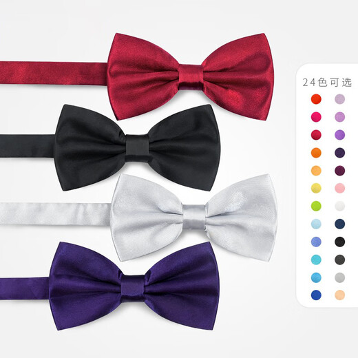 Men's bow tie, groomsmen, groom, wine red, black formal shirt, wedding, red Korean style bow, women's double layer, wine red