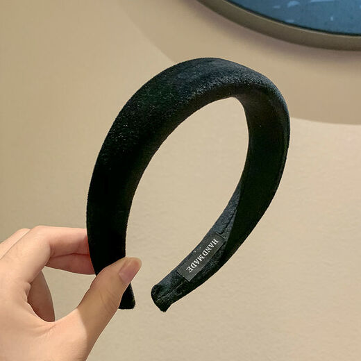 Ting white retro suede simple headband high skull temperament wide-brimmed hair headband internet celebrity hairpin female Korean sponge headband 4 suede cotton black