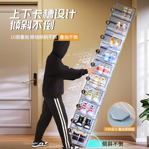 Nature House Shoe Box Storage Box Transparent Thickened Shoe Cabinet Drawer-Type Folding Indoor Dustproof Household Doorway Space-Saving Artifact 6 Pack Can be Installed Within 45 Sizes Environmentally Friendly and No Odor