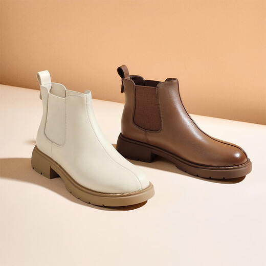 Belle soft French Chelsea boots women's mall same sheepskin commuter boots A2V1DDD3 brown-single 34 (220mm)