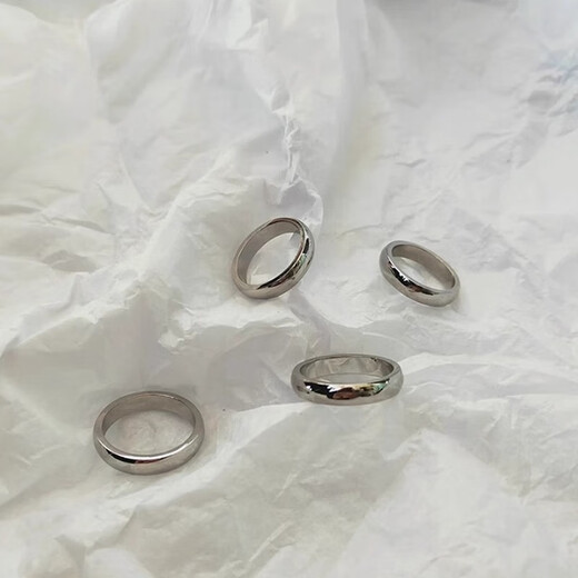 BJYL custom engraving ring men's plain ring titanium steel single index finger ring couple ring trendy tail ring male birthday gift