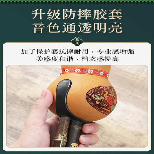 Ligufeng Zizhu Hulusi C tune for primary school students, special for junior high school children, B-scrolling anti-falling goursi musical instruments for beginners, solo style [ebony tube] C tune + box + textbook