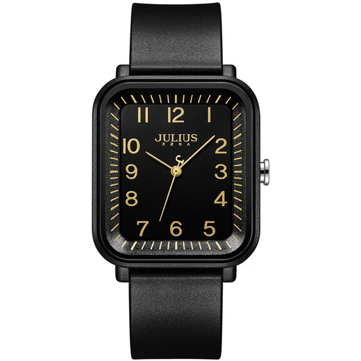 Julius Watch Student Student 2025 New Women's Watch Nicho de goma de goma Sports Square Square Watch Women Women's Watch 1477 Negro