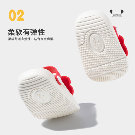 Deer Mili baby hole shoes girl summer 1-3 years old 2 home eva baby anti-slip soft bottom new children's slippers strawberry red inner length 15cm