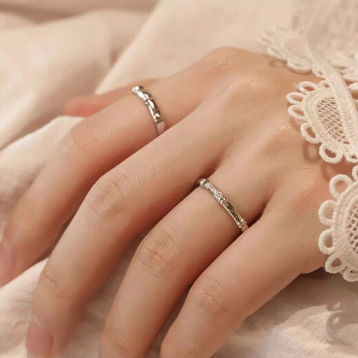 Pure silver s999 couple ring pure silver pair ring open simple ring can be engraved Valentine's Day gift for boyfriend and girlfriend 999 silver you are enough for you-female ring