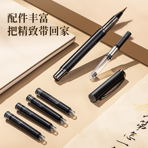 Deli (deli) fountain pen style soft pen calligraphy practice brush small letters can add ink and change the core, adult beginners introductory copybook practice calligraphy and copy scriptures school gift 18 ink bags