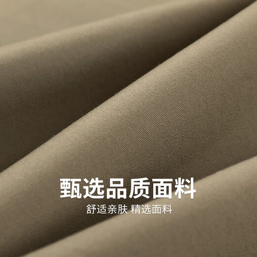与狼共舞【DP免烫】弹力棉休闲长裤男2025夏季新款商务纯色直筒长裤子4033 卡其701-夏季款 33