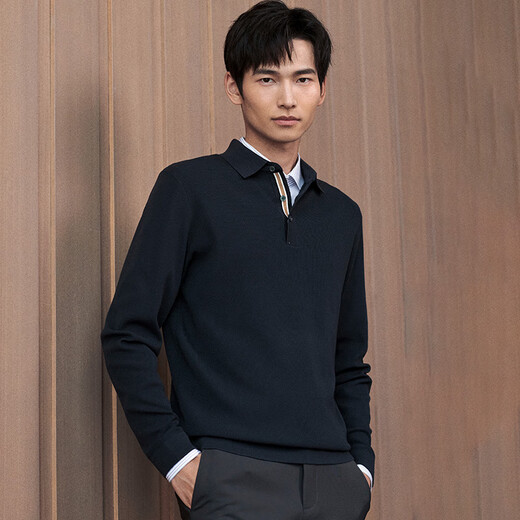 
News bird shirt collar cardigan men business casual pullover straight long sleeve sweater KEBY243010U deep carbon ash 48