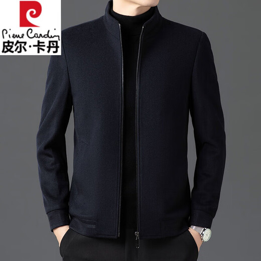 Pierre Cardin high-end 100% wool jacket men's 2025 autumn and winter pure wool jacket middle-aged stand-up collar woolen jacket gray XL 180/96
