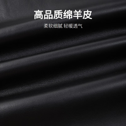 金利来皮衣男士【绵羊皮】手感圆润羊皮防风经典翻领皮夹克皮衣外套 黑色-99 2XL