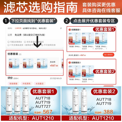 飞利浦（PHILIPS） 家用净水器超滤直饮净水器AUT1210原装滤芯AUT718/AUT719/AUT727 AUT727UF超滤芯