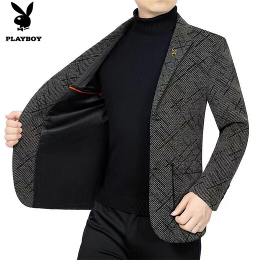 Playboy casual suit men's jacket autumn and winter new high-end suit young and middle-aged woolen fashion tops coffee color 8811 2XL recommended 150-165Jin Jin equals 0.5 kg