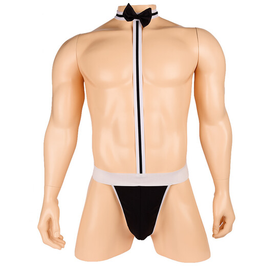 Ye Zimei sexy underwear men's wide elastic tie suspender one-piece underwear sexy thong 5825 black one size