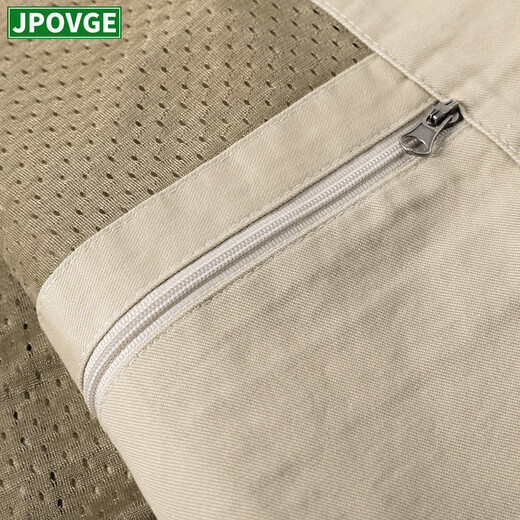 JPOVGE男士纯棉马甲男春夏季薄款宽松加大码V领马夹男中老年纽扣背心男 浅卡其-薄款 XL -180/96A 【推荐140-155斤】