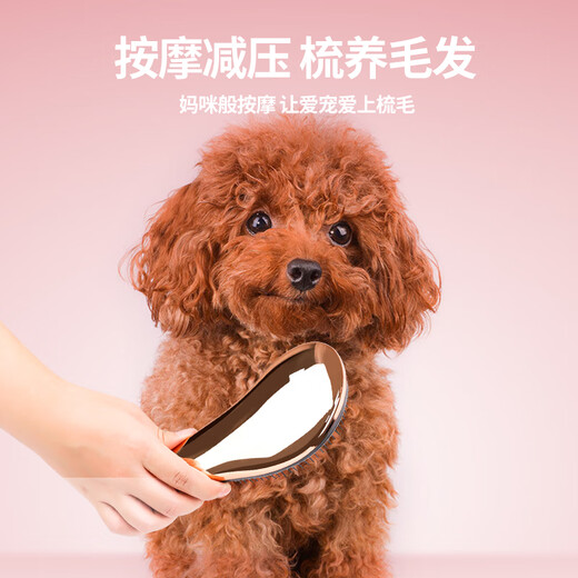 OUOETY dog comb Teddy comb special pet massage comb fluffy artifact small dog Bichon dog hair supplies rose gold