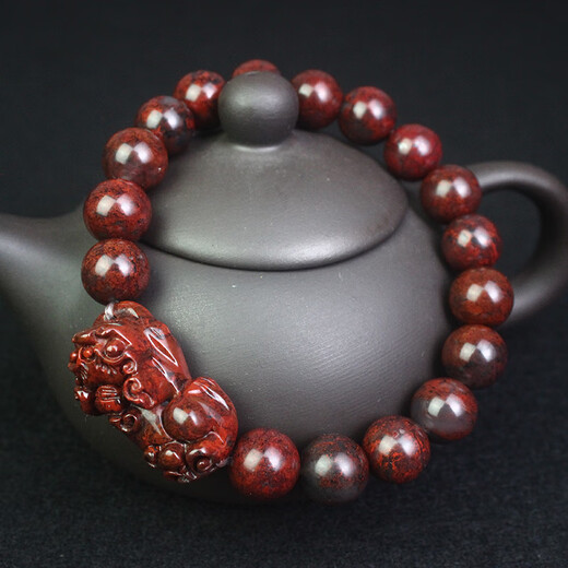 Ancient natural Pixiu bracelet Guilin chicken blood jade Pixiu chicken blood stone bracelet for men and women with certificate