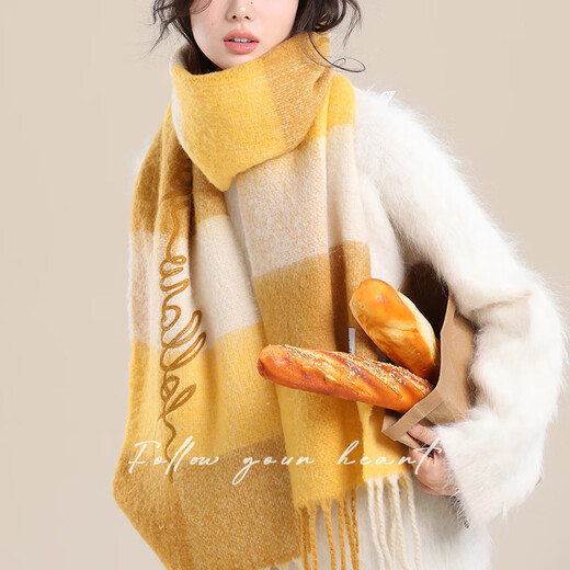 CACUSS wool scarf women's autumn and winter high-end large shawl warm neck scarf Christmas birthday gift for girls gift box