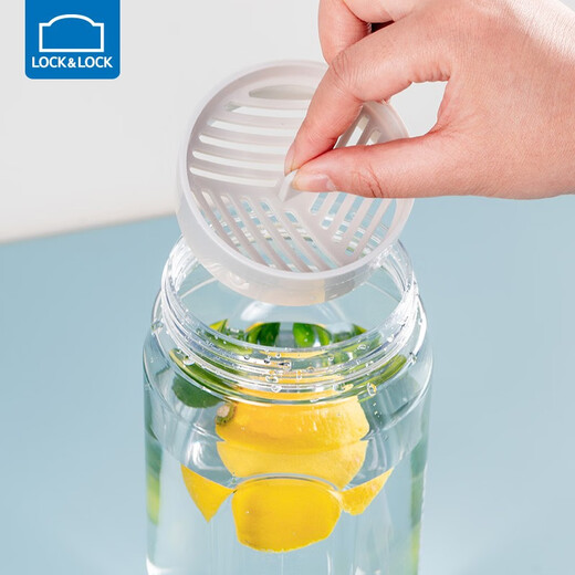 LocknLock Sports Water Cup Large Capacity Fitness High Temperature Resistant Anti-Fall Food Grade Filter with Scale Tea Leak Handle Anti-Leakage Resistant Black Gray - 1.5L