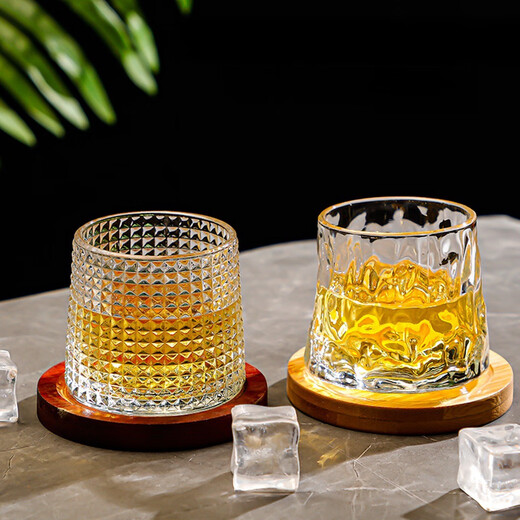 Export to domestic sales rotating glass wine glass tumbler beer glass foreign wine glass ice ball whiskey cup hammered whiskey rotating wine glass 180ml 1 piece